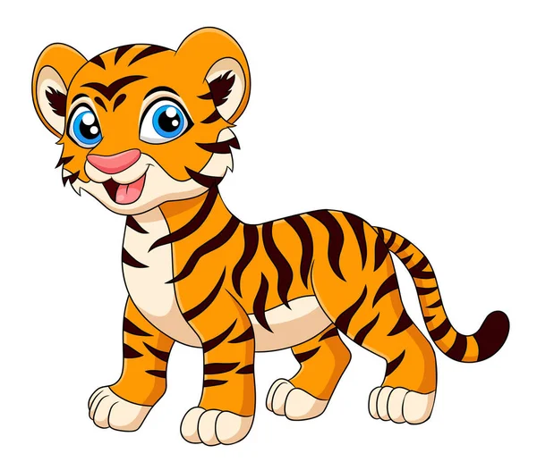 Roztomilý Tygr Zvíře Kreslený Vektor Ilustrace — Stockový vektor