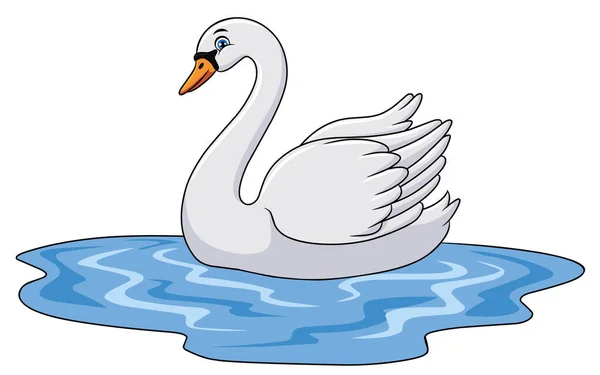 Cisne Bonito Desenho Animado Pássaro Vetor Ilustração —  Vetores de Stock