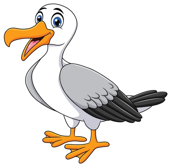 Cute Seagull Ptaków Kreskówki Wektor Ilustracji — Wektor stockowy