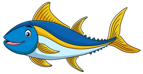 Schattige Tonijn Vis Cartoon Vector Illustratie — Stockvector