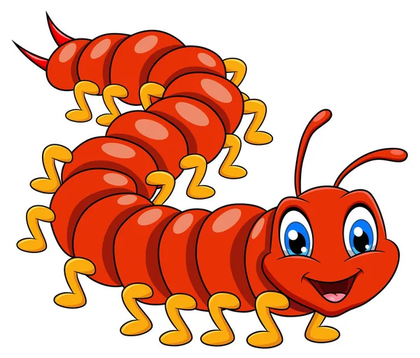 Cute Centipede Cartoon Vector Illustration — Stock Vector