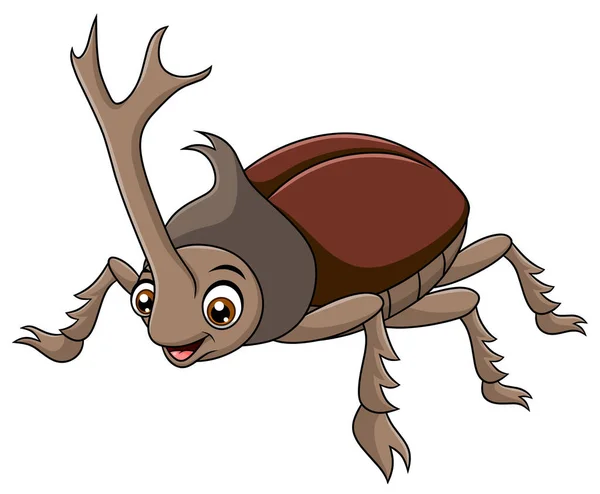 Lindo Escarabajo Rinoceronte Ilustración Vector Dibujos Animados — Vector de stock