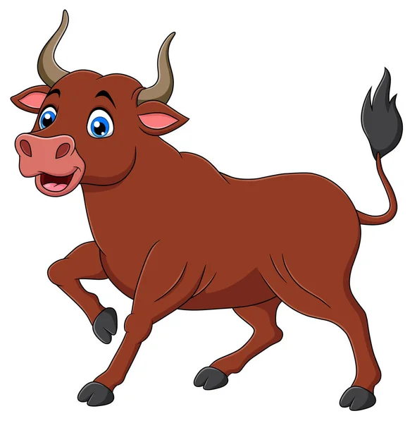 Leuke Bull Cartoon Vector Illustratie — Stockvector