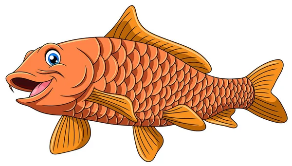 Carino Carpa Pesce Cartone Animato Vettoriale Illustrazione — Vettoriale Stock