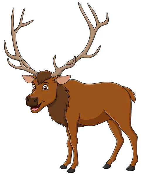 Bonito Elk Animal Cartoon Vetor Ilustração — Vetor de Stock