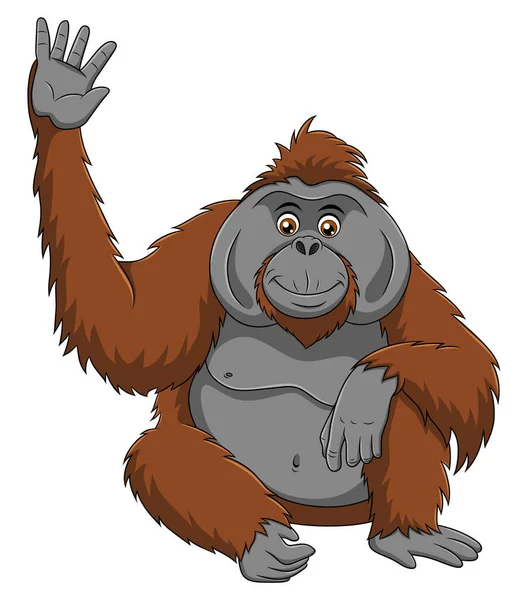 Bonito Orangutan Desenho Animado Ilustração Vetor — Vetor de Stock