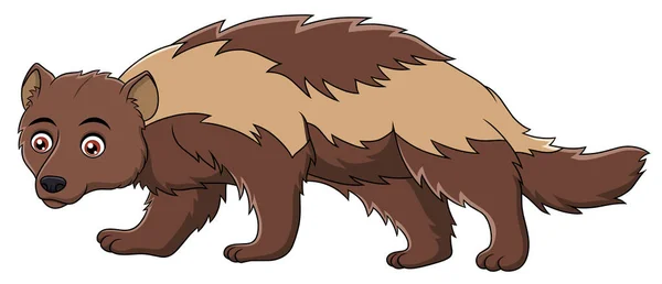 Lindo Wolverine Animal Dibujo Animado Vector Ilustración — Vector de stock