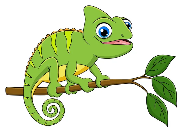 Roztomilý Chameleon Kreslený Vektor Ilustrace — Stockový vektor