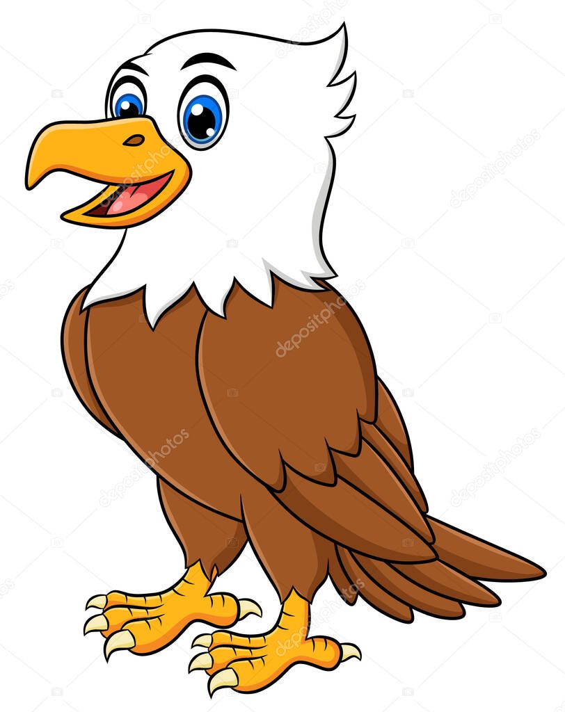 Cute Bald Eagle cartoon vector illustration