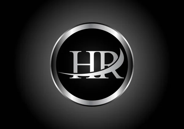 银字Hr金属组合字母表标志设计公司或企业的黑白梯度设计的灰色图标 — 图库矢量图片
