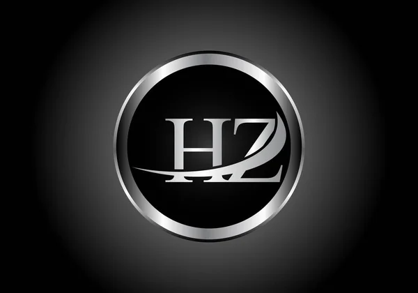 银字Hz金属组合字母表图标设计公司或企业的黑白梯度设计的灰色图标 — 图库矢量图片