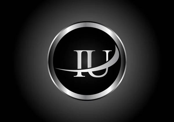Gümüş Harfli Metal Kombinasyon Alfabe Logosu Tasarımı Siyah Beyaz Gradyan — Stok Vektör