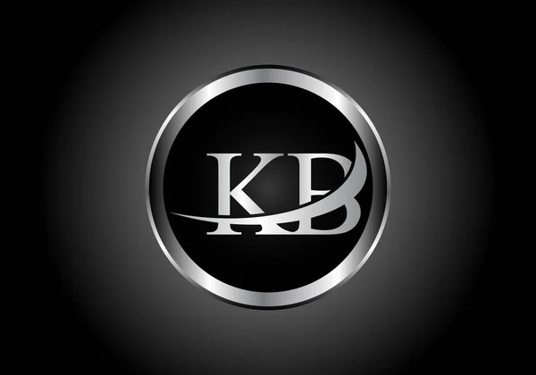 银字Kb金属组合字母表标志设计公司或企业黑白梯度设计的灰色图标 — 图库矢量图片
