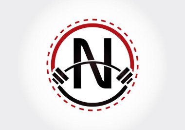 Halterli harf harfleri alfabesi. Vektör logosu tasarımı kaldırılıyor. Vücut geliştirme, spor salonu, fitness ve şirket kimliği için modern vektör logosu