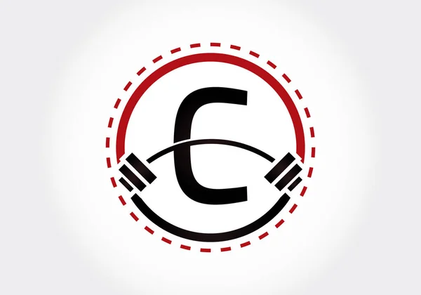 Iniziale Alfabeto Lettera Con Bilanciere Sollevamento Disegno Logo Vettoriale Logo — Vettoriale Stock