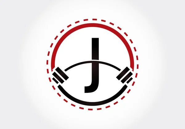 Initiaal Letter Alfabet Met Een Lange Halter Optillen Vector Logo — Stockvector