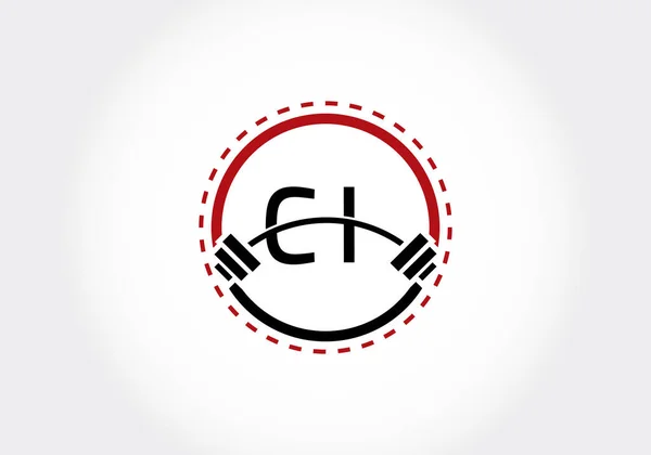 Iniziale Alfabeto Lettera Con Bilanciere Sollevamento Disegno Logo Vettoriale Logo — Vettoriale Stock
