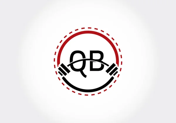 带有杠铃的初始Qb字母 升降矢量标志设计 健身和公司身份的现代矢量标志 — 图库矢量图片