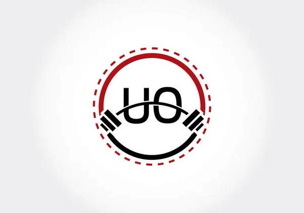 Iniziale Alfabeto Letter Con Bilanciere Sollevamento Disegno Logo Vettoriale Logo — Vettoriale Stock