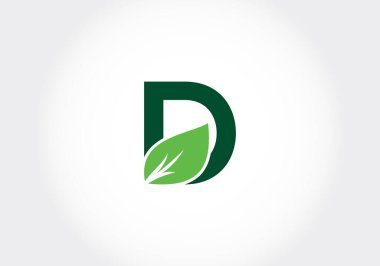 Yapraklı baş harfler D harfleri. Yeşil, çevre dostu logo konsepti. Ekolojik iş ve şirket kimliği için modern vektör logosu