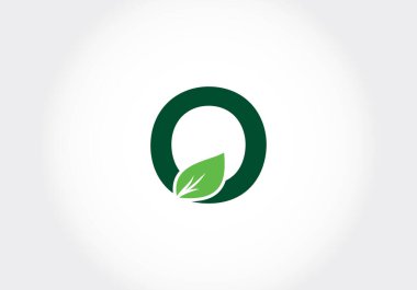 Yapraklı O harfinin baş harfleri. Yeşil, çevre dostu logo konsepti. Ekolojik iş ve şirket kimliği için modern vektör logosu