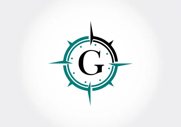 Столична Літера Шаблоном Дизайну Логотипу Creative Compass Concept Символ Символу — стоковий вектор