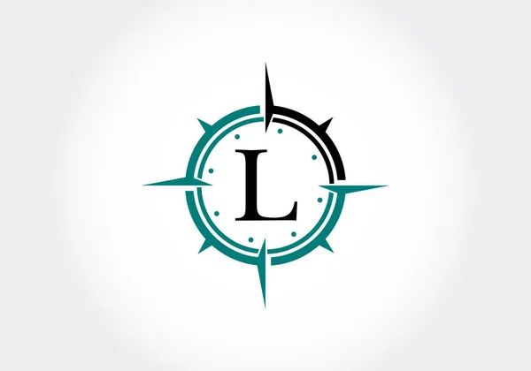 Capital Letter Creative Compass Concept Logo Design Template Compass Logo — Stock Vector