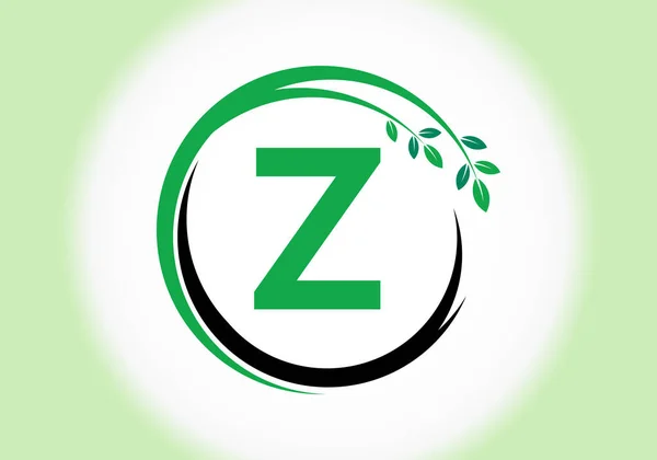 Creatieve Letter Monogram Alfabet Met Bladeren Groene Milieuvriendelijke Logo Concept — Stockvector