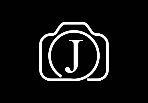ブラックJモノグラム文字カメラアイコンと高級アルファベット 写真ロゴベクトルイラスト 写真ビジネスのための現代的なロゴデザイン および会社のアイデンティティ — ストックベクタ