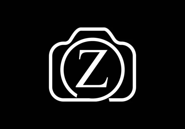 Czarny Monogram Litera Luksusowy Alfabet Ikoną Kamery Ilustracja Wektora Logo — Wektor stockowy