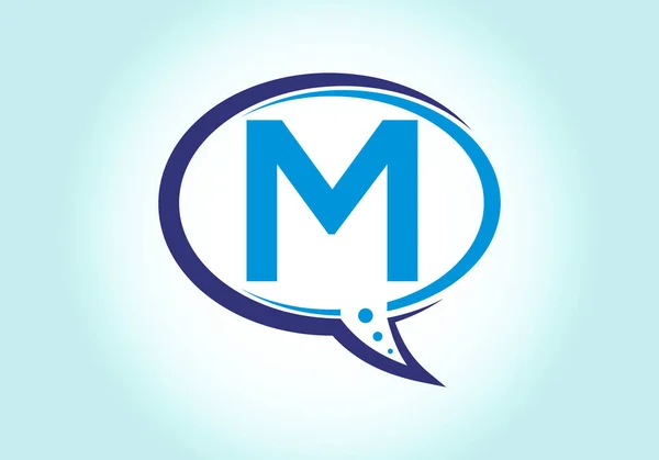 文字M文字モノグラム文字バブルチャットアイコンとアルファベット 話して ロゴの概念をチャット コンサルティング事業のためのモダンなロゴデザイン — ストックベクタ