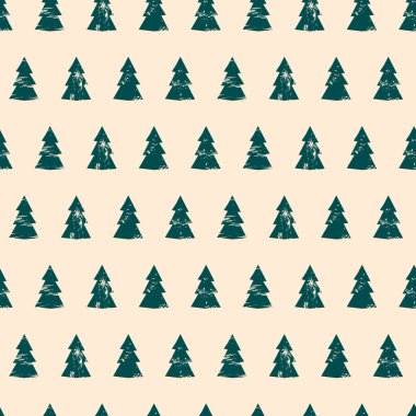 Tarzlı noel ağacıyla kusursuz bir desen. Vektör.