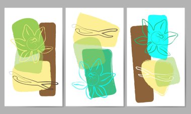 Yazdır. Tarz çizgisi sanatı. Vanilya çiçekleri ve çubuklar geometrik soyut şekiller beyaz arkaplan