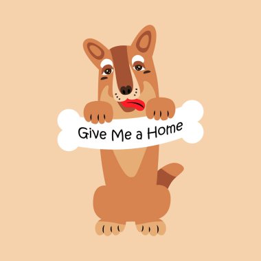 Akıllı ve komik krem renkli bir köpek. Bana bir ev ver. Poster, baskı, kart, afiş