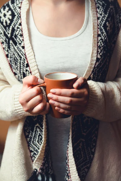 Girl with a cup of coffee — Stock Photo, Image