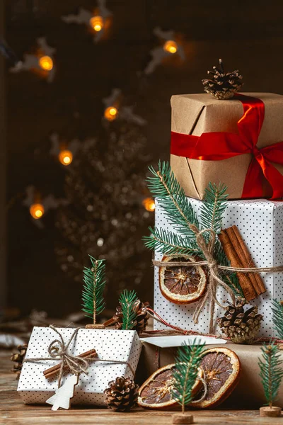 Una Pila Muchos Regalos Navidad Accesorios Año Nuevo — Foto de Stock