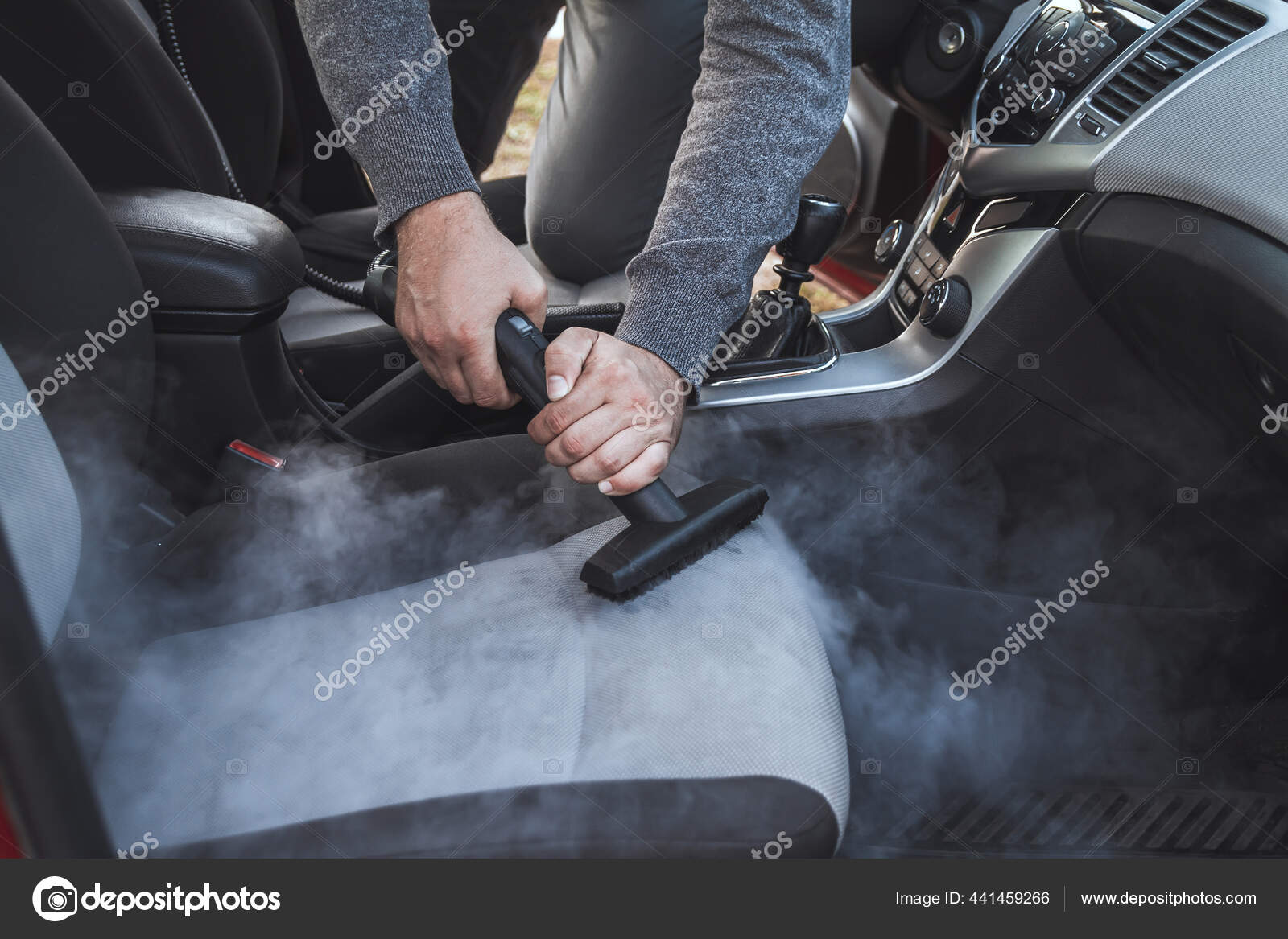 Cleaning Disinfecting Steam Car Interior Car Seats Steam Cleaner Stock