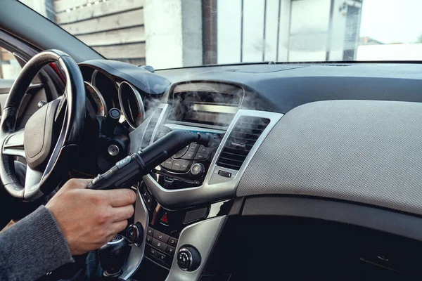 Steam Cleaning Disinfection Car Interior Air Conditioning Steam Cleaner — Stock Photo, Image