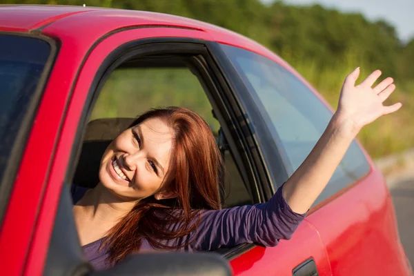 Pretty woman in the car — Stock Photo, Image