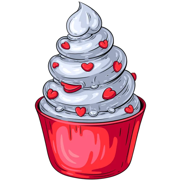 Cupcake Hearts Colorato Vettoriale Illustrazione Isolato Bianco Tuo San Valentino — Vettoriale Stock