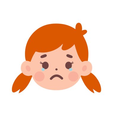 Turuncu saçlı bir kızın yüz ifadesi koleksiyonu.