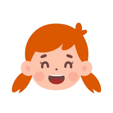 Turuncu saçlı bir kızın yüz ifadesi koleksiyonu.