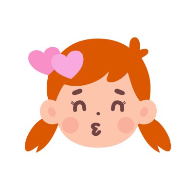 Turuncu saçlı bir kızın yüz ifadesi koleksiyonu.