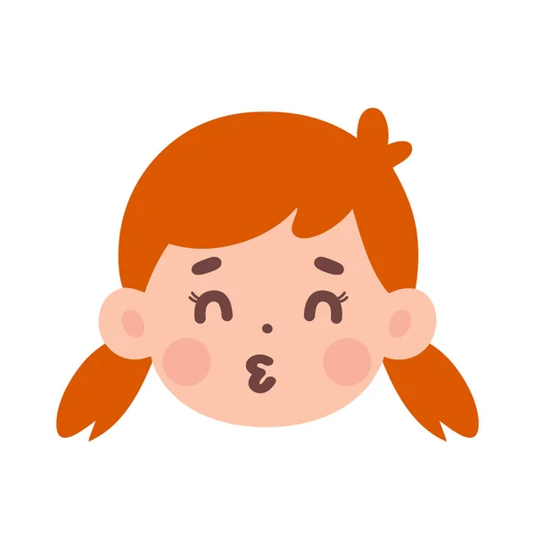 Turuncu saçlı bir kızın yüz ifadesi koleksiyonu.