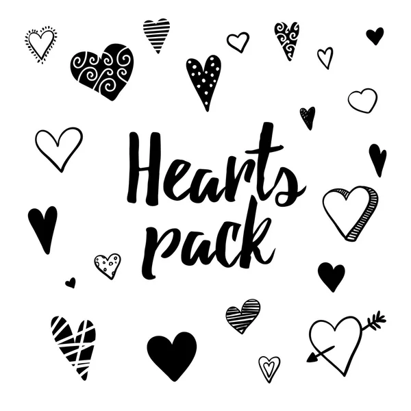 elle çizilmiş kalp seti. 