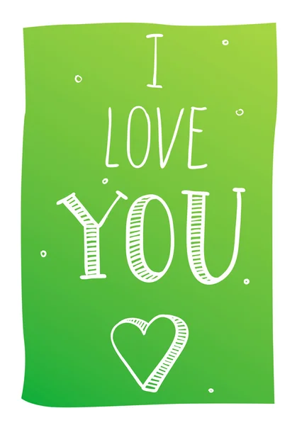 I Love You el yeşil bir arka plan üzerinde çizmek. 