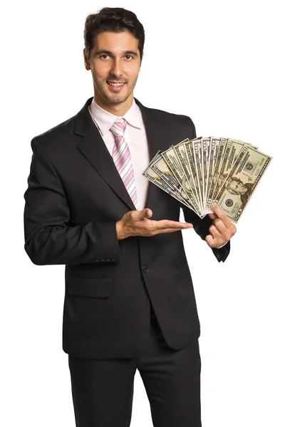 Empresário segurando dinheiro / Dólar — Fotografia de Stock