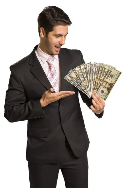 Affärsman hålla pengar / Dollar — Stockfoto