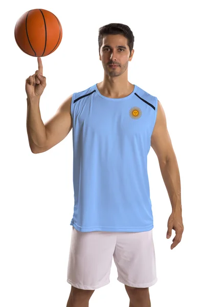 Jogador profissional de basquete argentino com bola . — Fotografia de Stock