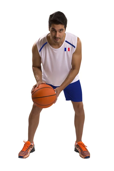 Basketteur professionnel français avec ballon . — Photo